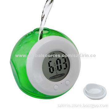 Water power clock (H2O power) plastic case, display time, date and more